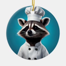 Ornamento De Cerâmica Chef Raccoon