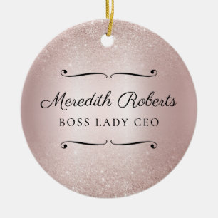 Ornamento De Cerâmica Chefe Personalizado Lady CEO Blush Metallic Keepsa