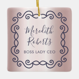 Ornamento De Cerâmica Chefe Personalizado Lady CEO Blush Metallic Keepsa