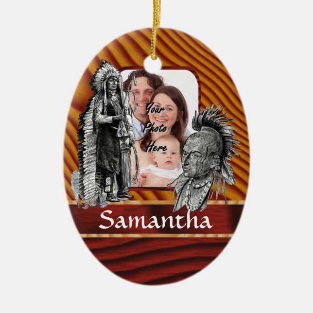 Ornamento De Cerâmica Chefes indianos americanos (Frente)