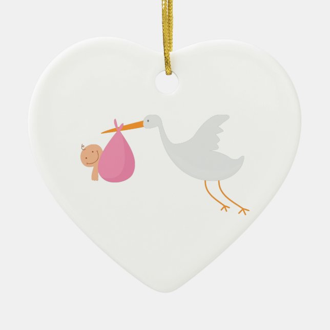 Ornamento De Cerâmica Chegada da cegonha (Frente)