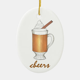 Ornamento De Cerâmica Cheias de manteiga quente Rum Winter Holiday Drink
