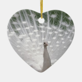 Ornamento De Cerâmica Cheio de Pavão branco (Peafowl)