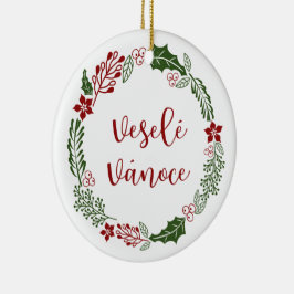 Ornamento De Cerâmica Cheques de Natal, Veselé vánoce