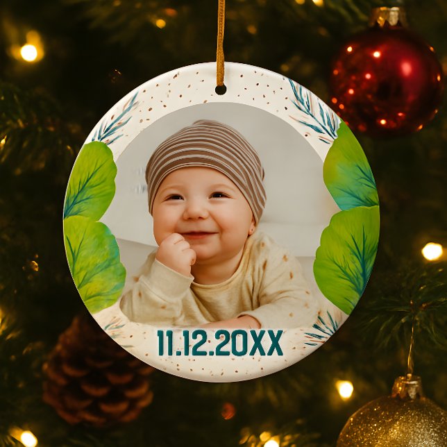 Ornamento De Cerâmica Cherish the Magic: Your Woodland First Christmas  (Criador carregado)