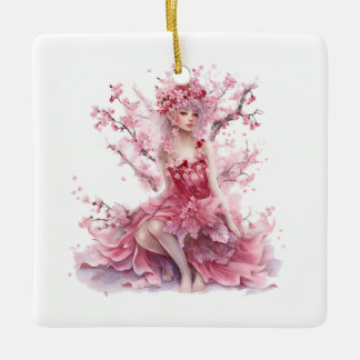 Ornamento De Cerâmica Cherry Blossom Fairy Princesa Ornament