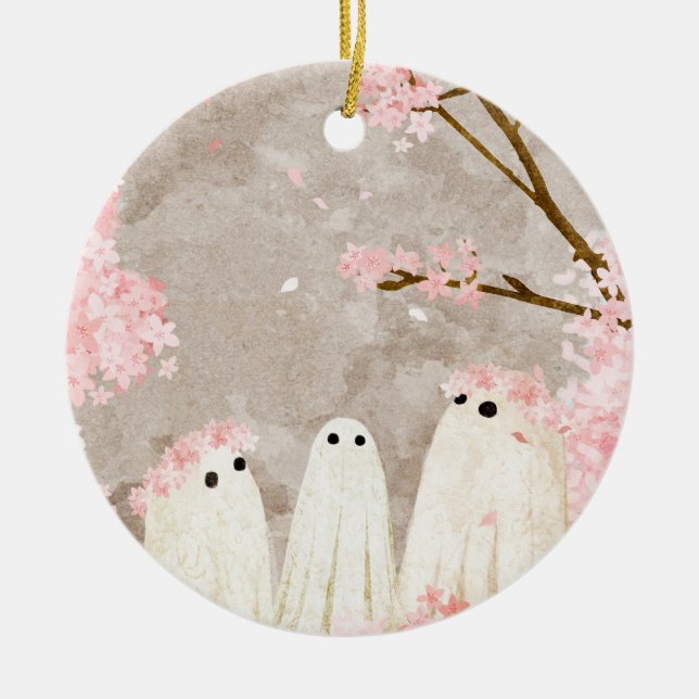 Ornamento De Cerâmica Cherry Blossom Ghosts (Frente)