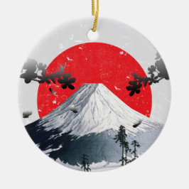 Ornamento De Cerâmica Cherry Blossoms Monte Fuji Japão