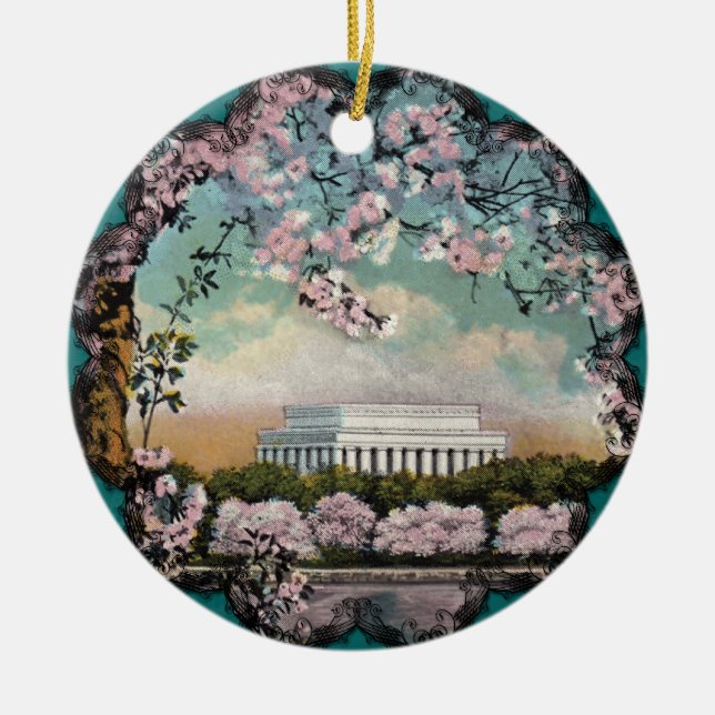 Ornamento De Cerâmica Cherry Blossoms Ornament (Frente)