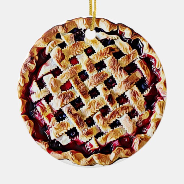 Ornamento De Cerâmica Cherry Pie Yummy Comida Natal (Frente)