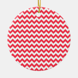 Ornamento De Cerâmica Cherry Red Chevron Zigzag