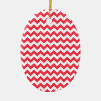 Ornamento De Cerâmica Cherry Red Chevron Zigzag