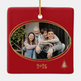 Ornamento De Cerâmica Cherry Red Green Pink & Gold Christmas Trees