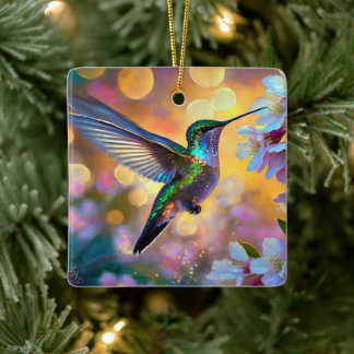 Ornamento De Cerâmica Chersom Fantasy Sunrise Hummingbird
