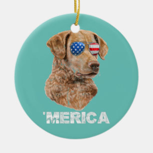 Ornamento De Cerâmica Chesapeake Bay Retriever Sunglass USA EUA