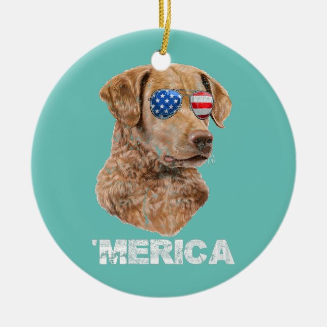 Ornamento De Cerâmica Chesapeake Bay Retriever Sunglass USA EUA (Frente)