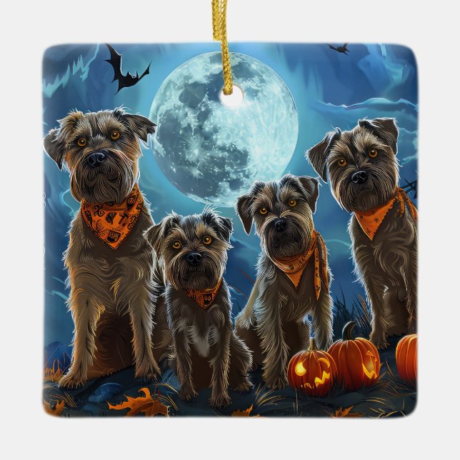 Ornamento De Cerâmica Chesapeake Bay Terrier Halloween Spooky (Frente)