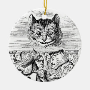 Ornamento De Cerâmica Cheshire Cat Acima da Rainha