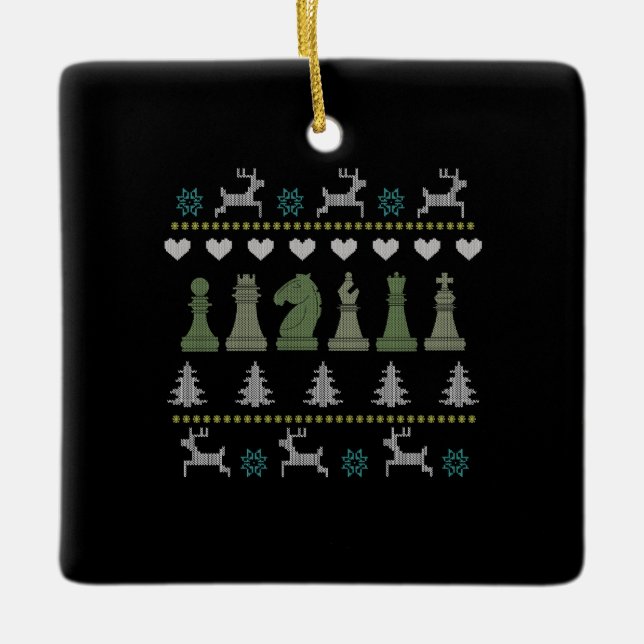 Ornamento De Cerâmica Chess Pieds Feo Natal (Frente)