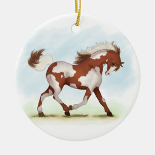 Ornamento De Cerâmica Chestnut Overo Skewbald Horse