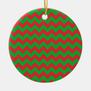 Ornamento De Cerâmica Chevron verde vermelho