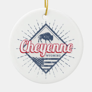 Ornamento De Cerâmica Cheyenne City Wyoming Estados Unidos Vintage EUA