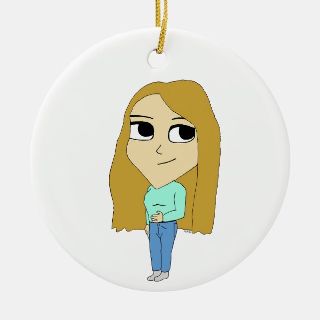 Ornamento De Cerâmica chibi (Frente)