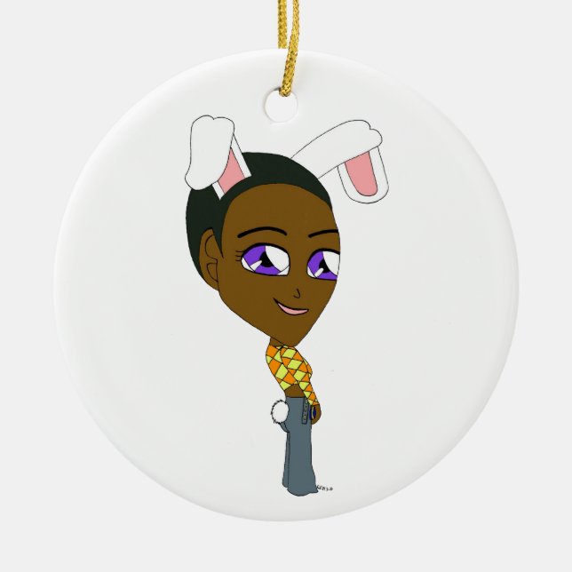 Ornamento De Cerâmica chibi bunnygirl (Frente)