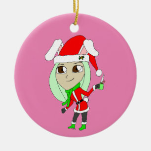 Ornamento De Cerâmica chibi bunnygirl de férias   