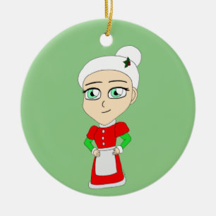 Ornamento De Cerâmica chibi mrs claus cerâmica ornamento