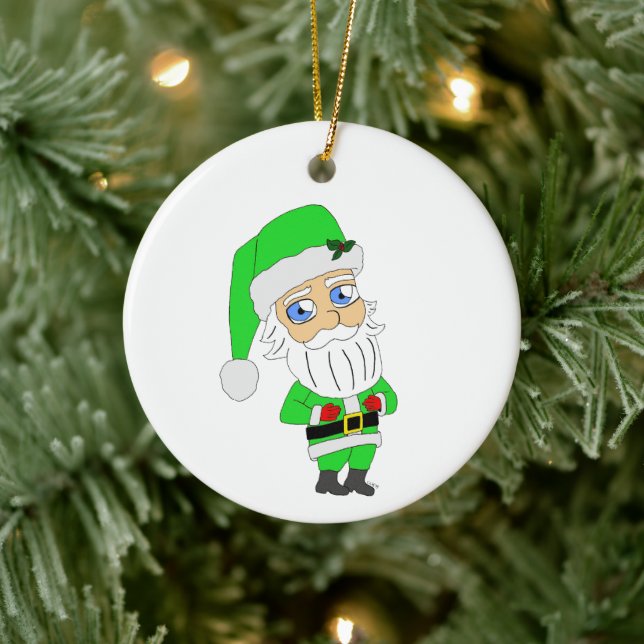 Ornamento De Cerâmica Chibi Santa green suit (Árvore)