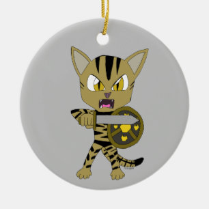 Ornamento De Cerâmica Chibi Warrior Cat