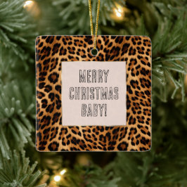 Ornamento De Cerâmica Chic Brown Lepard Imprima Natal