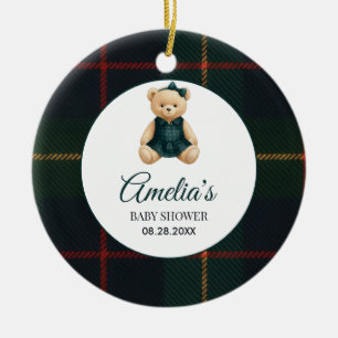 Ornamento De Cerâmica Chic Luxo Ursinho de Pelúcia Chá de Bebê
