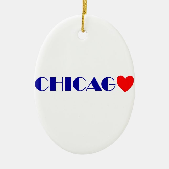 Ornamento De Cerâmica chicago j'aime (Frente)