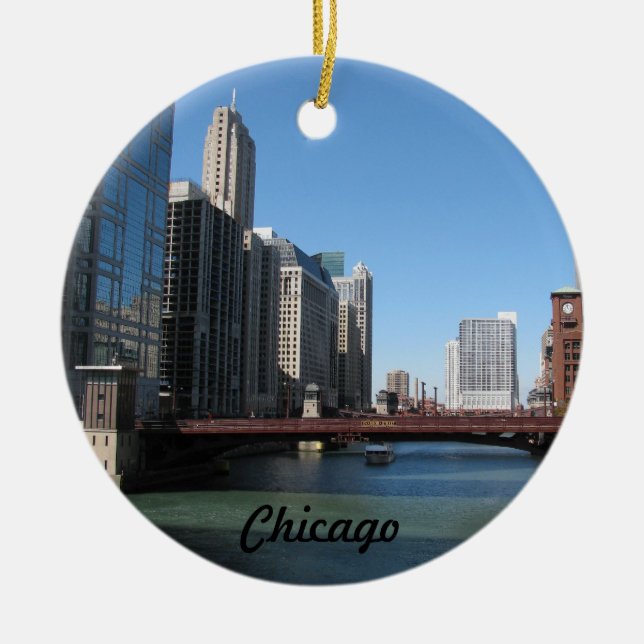 Ornamento De Cerâmica Chicago River (Frente)