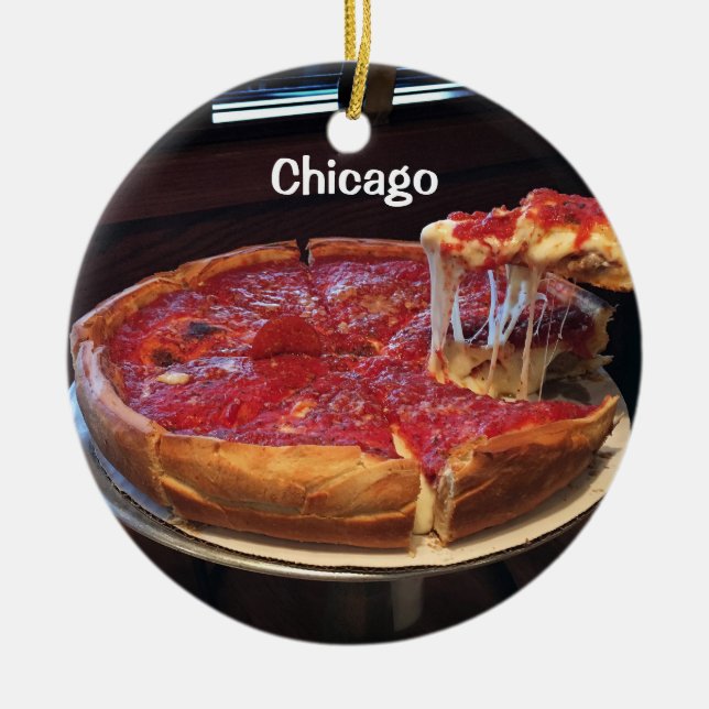 Ornamento De Cerâmica Chicago Style Deep Dish (Frente)