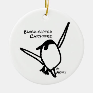 Ornamento De Cerâmica Chickadee by Henry, White