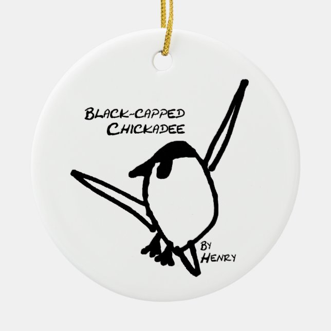 Ornamento De Cerâmica Chickadee by Henry, White (Frente)