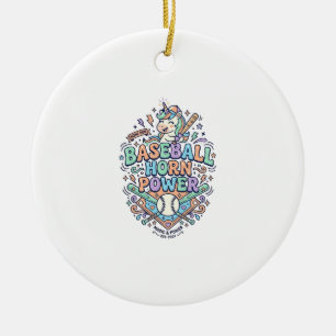 Ornamento De Cerâmica Chifre de Beisebol Unicórnio Poder Kawaii Design V