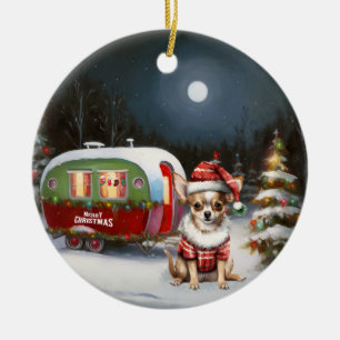 Ornamento De Cerâmica Chihuahua Christmas