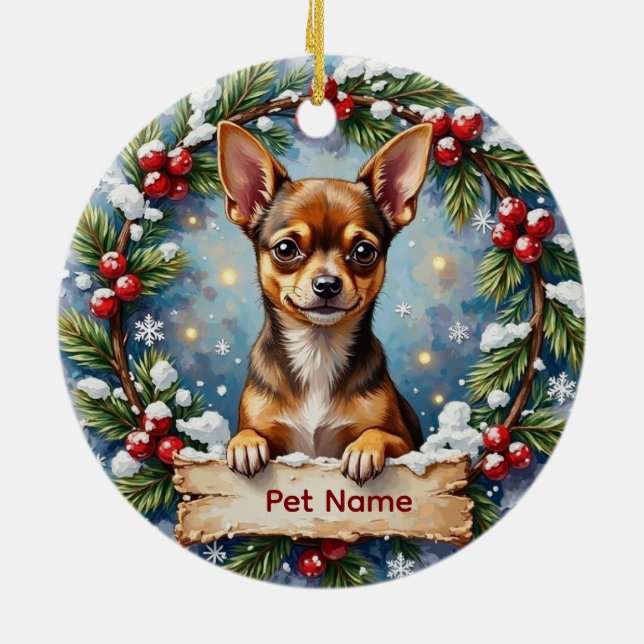 Ornamento De Cerâmica Chihuahua Christmas (Traseira)