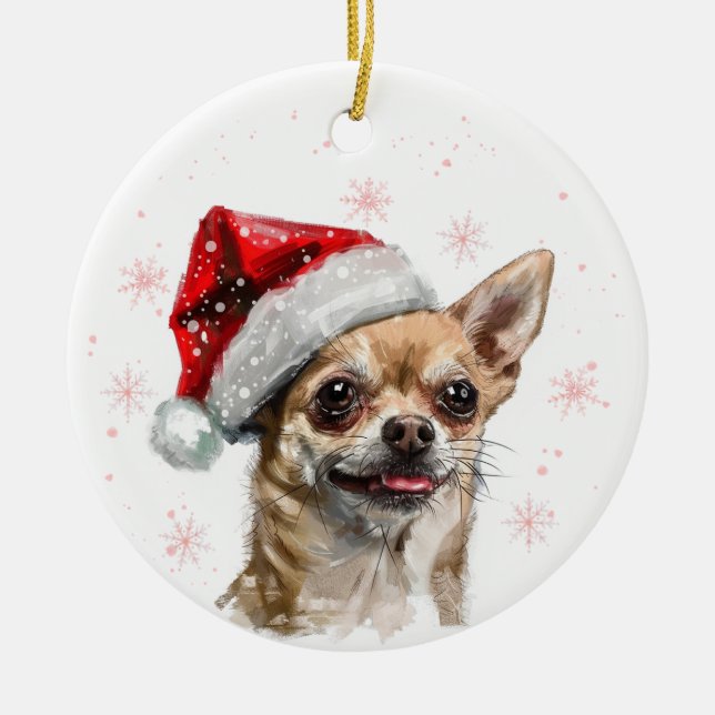 Ornamento De Cerâmica Chihuahua Dog Christmas Personalized (Frente)