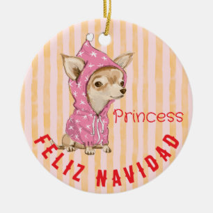 Ornamento De Cerâmica Chihuahua Feliz Navidad Feliz Feriados Felizes Mui