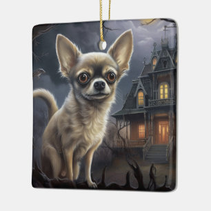 Ornamento De Cerâmica chihuahua Halloween Scary
