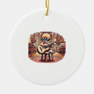 Ornamento De Cerâmica Chihuahua Legal Toca Guitarra Clássica