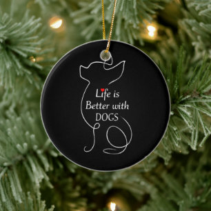 Ornamento De Cerâmica Chihuahua Life É Melhor Com Cachorros Dotados