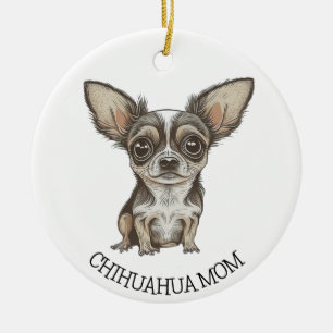 Ornamento De Cerâmica Chihuahua Mãe Cachorro