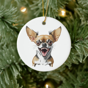 Ornamento De Cerâmica Chihuahua Malvado Personalizado Cachorros Engraç