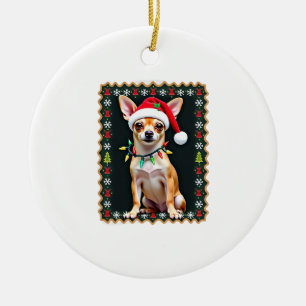 Ornamento De Cerâmica Chihuahua Natal Papai Noel Suéter Feio Amante de C